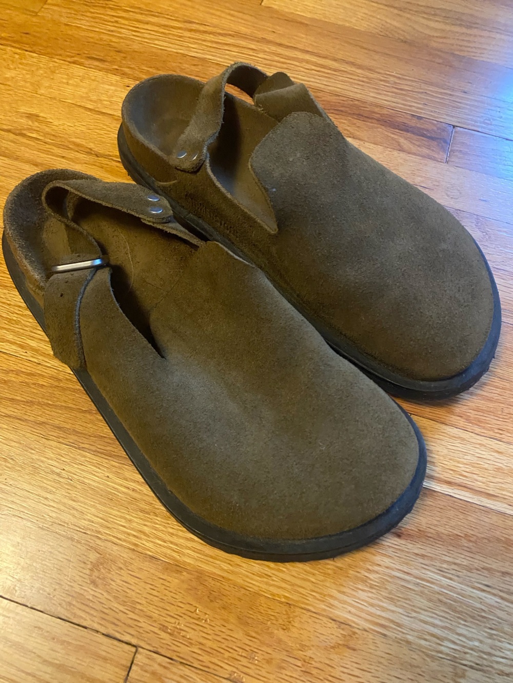 Birkenstock x Jil Sander Collab- Men's Suede Slide Clogs in Olive Brown